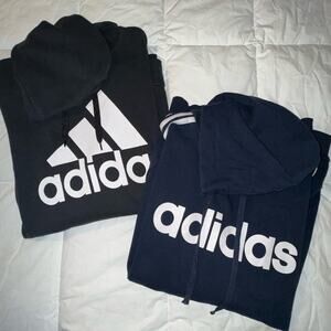 Lot of 2 Adidas Hoodies / Sweatshirts Black and Navy, Men's Size L